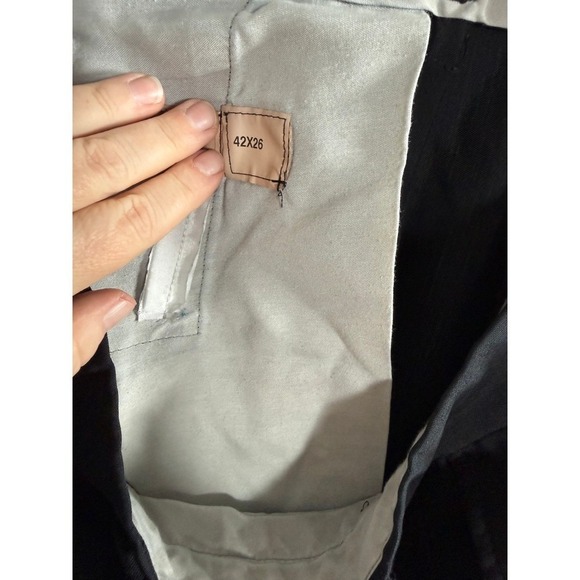 Mens Black Dress Pants Pleated Flat Front 42x26 Formal Business Trousers - Picture 4 of 6